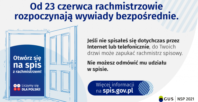 Od 23 czerwca br. rachmistrzowie spisowi rozpoczną wywiady bezpośrednie