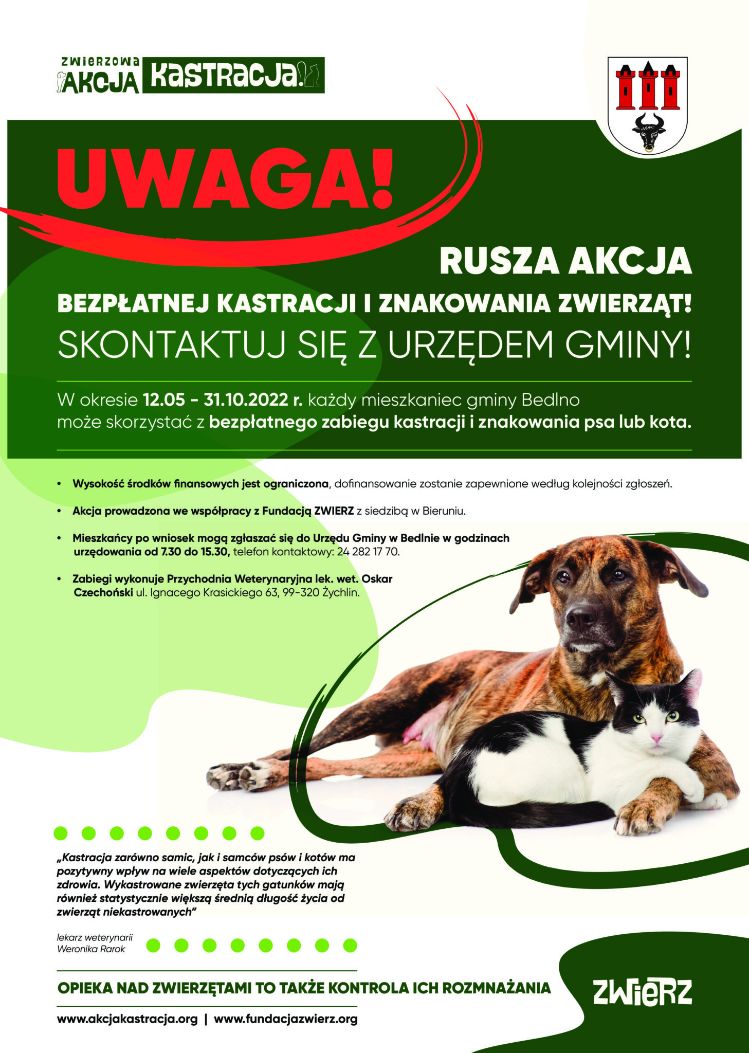 RUSZA AKCJA BEZPŁATNEJ KASTRACJI I ZNAKOWANIA ZWIERZĄT! SKONTAKTUJ SIĘ Z URZĘDEM GMINY!