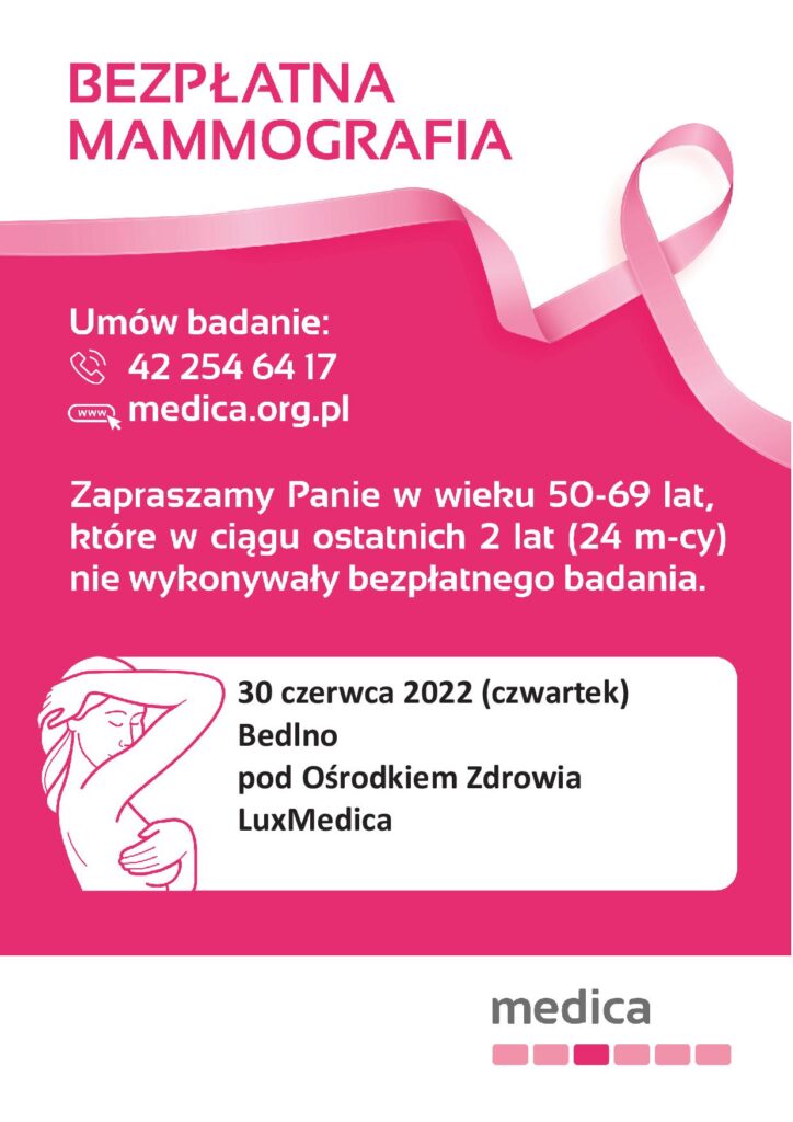 Zapraszamy na bezpłatne badania mammograficzne