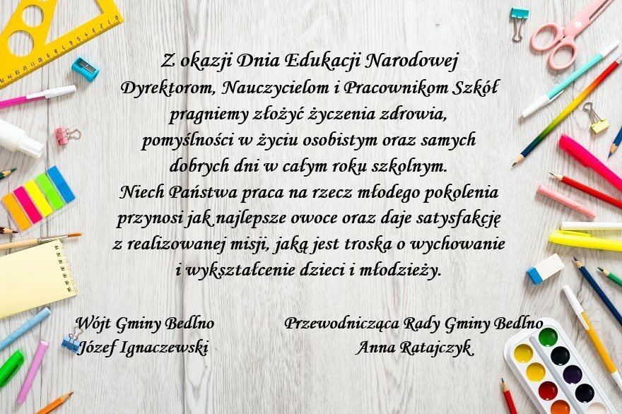 Życzenia dla nauczycieli i pracowników szkoły z okazji Dnia Edukacji Narodowej