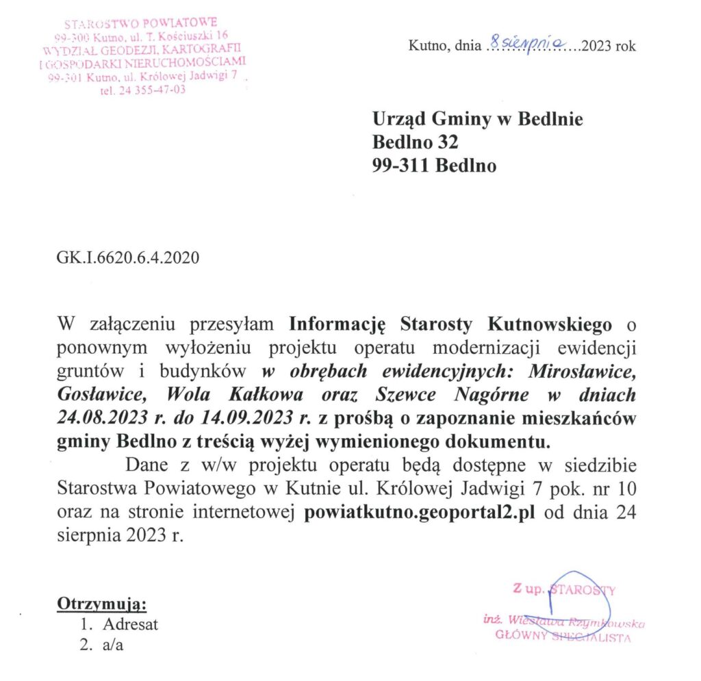 INFORMACJA STAROSTY KUTNOWSKIEGO