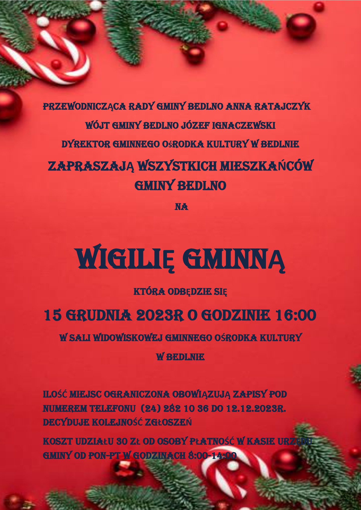 Zaproszenie na Wigilię Gminną