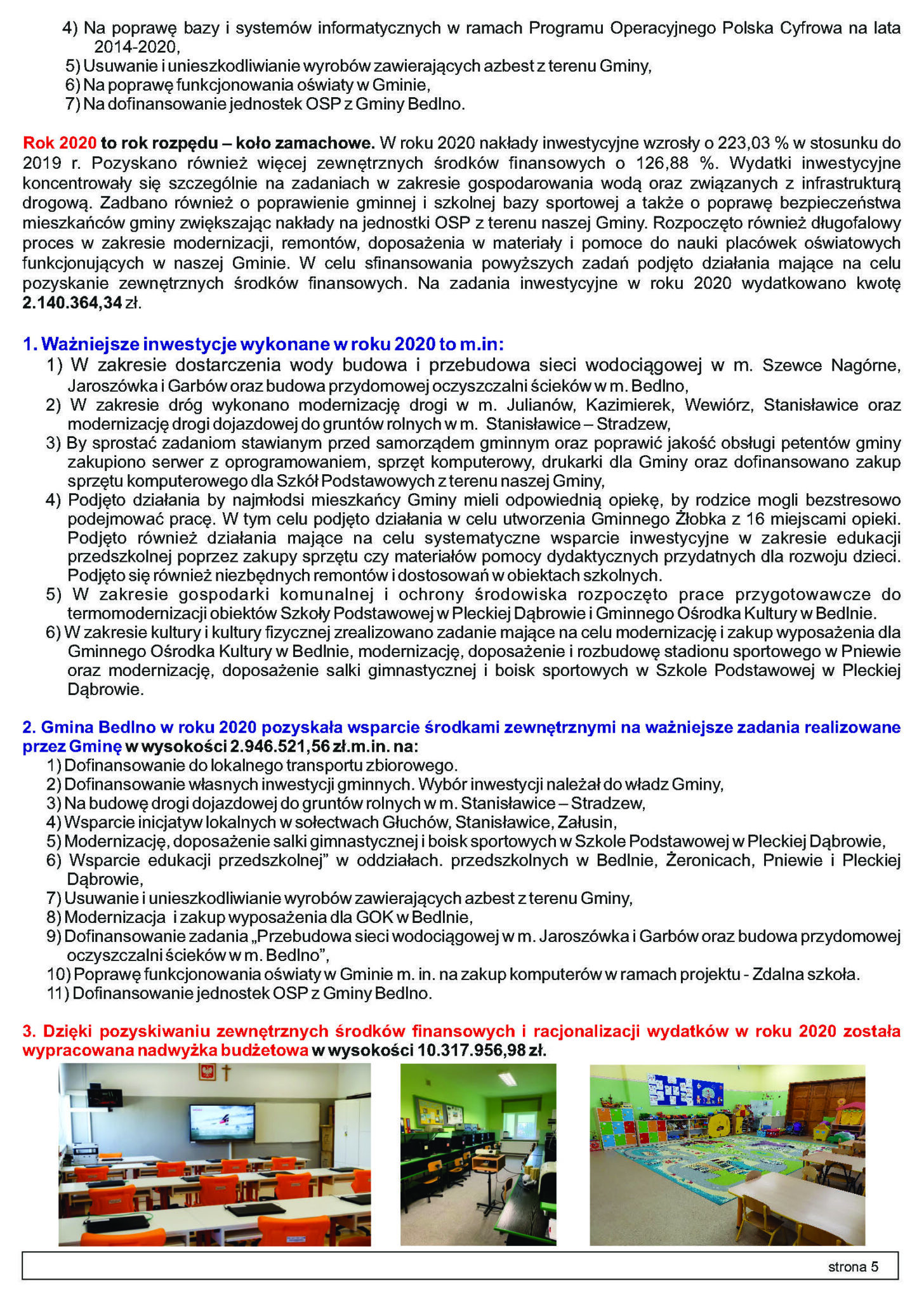 INFORMACJE Z GMINY BEDLNO