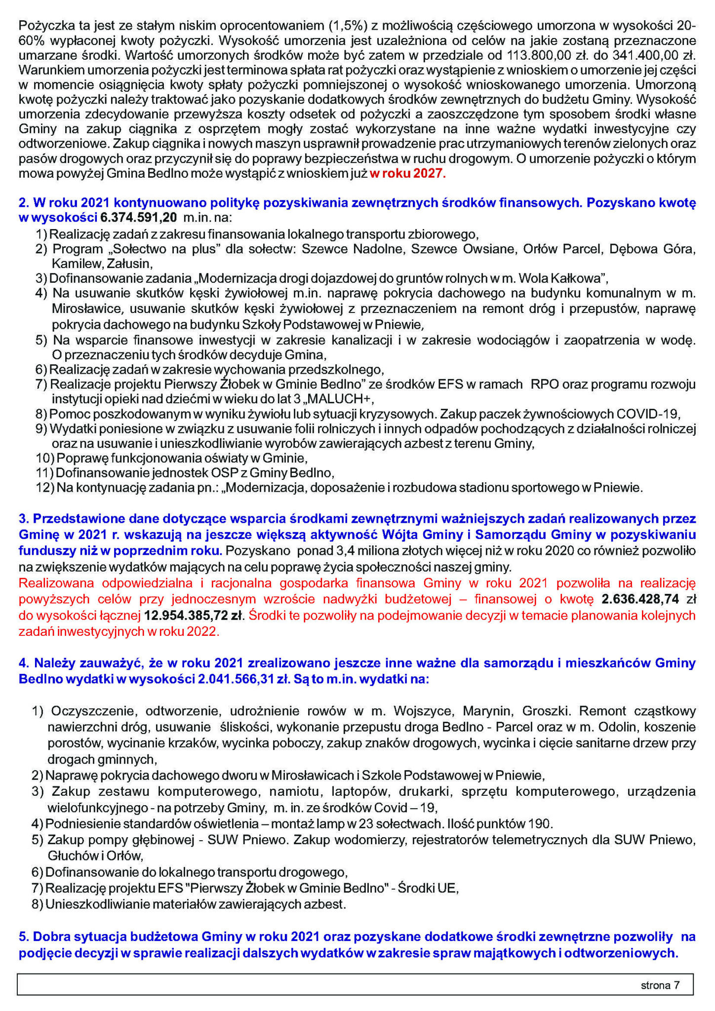 INFORMACJE Z GMINY BEDLNO
