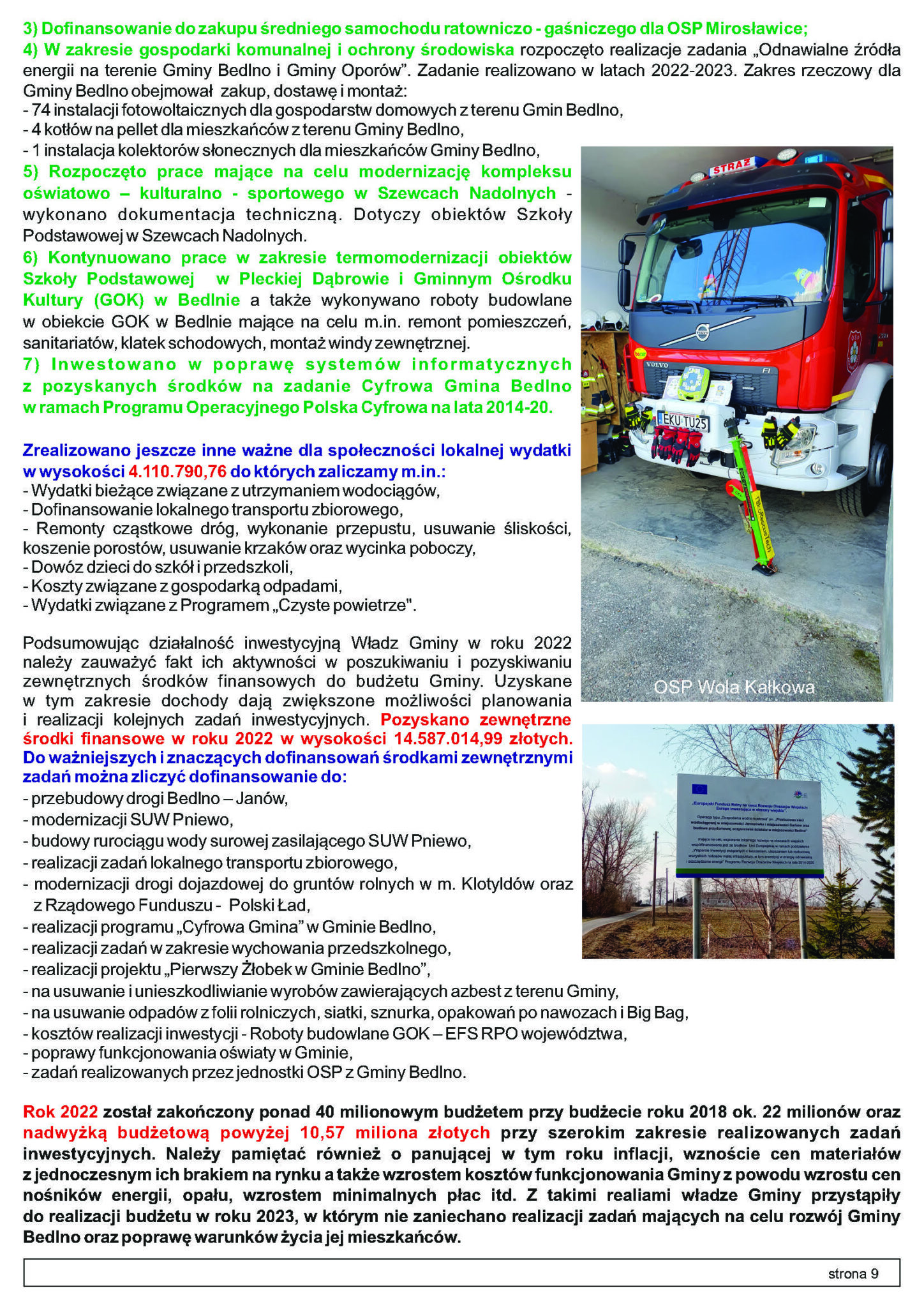 INFORMACJE Z GMINY BEDLNO