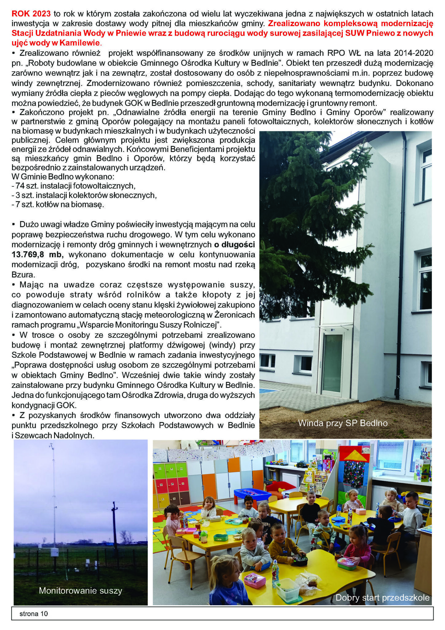 INFORMACJE Z GMINY BEDLNO