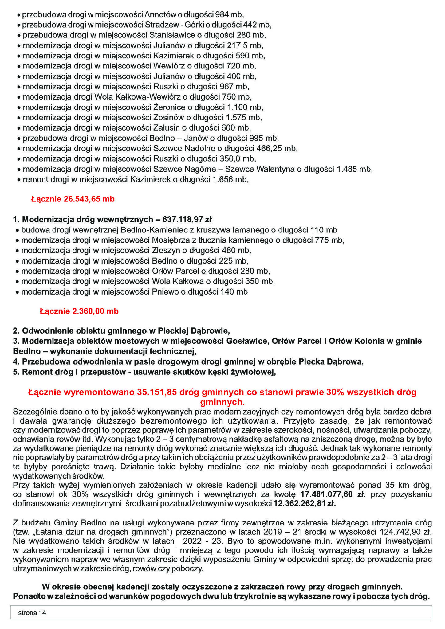 INFORMACJE Z GMINY BEDLNO