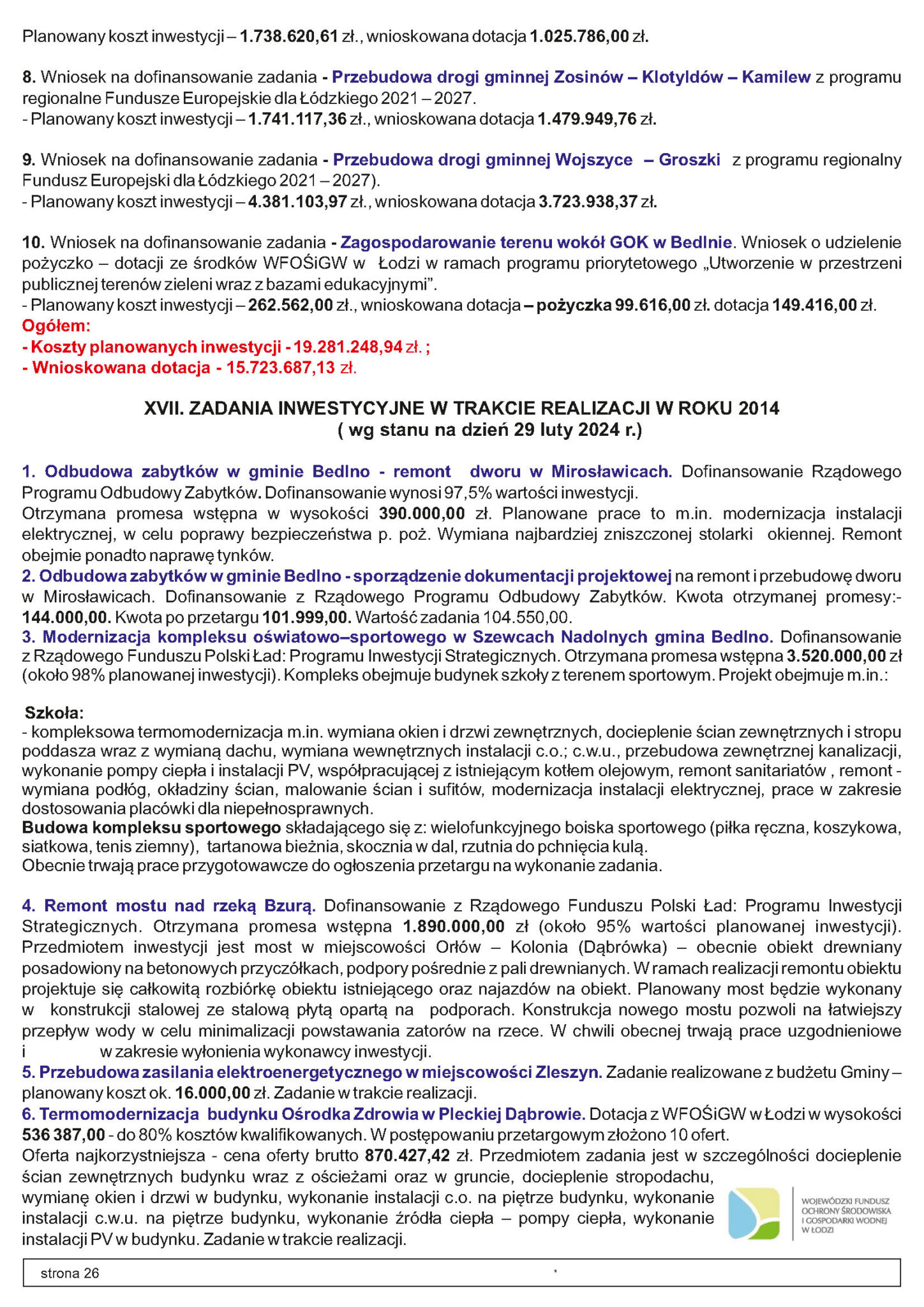 INFORMACJE Z GMINY BEDLNO