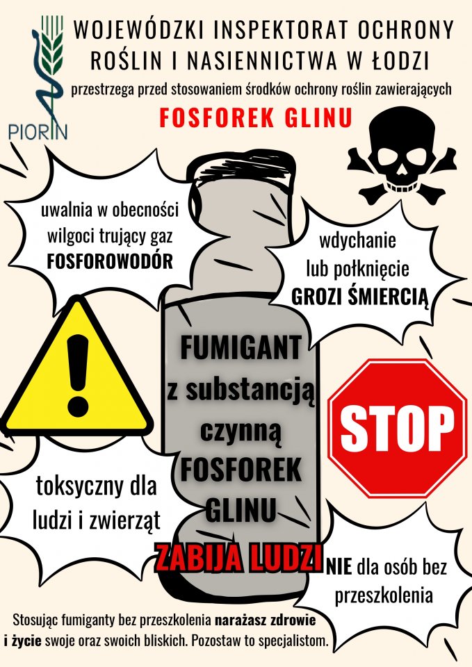 Ostrzeżenie przed stosowaniem środków ochrony roślin zawierających fosforek glinu